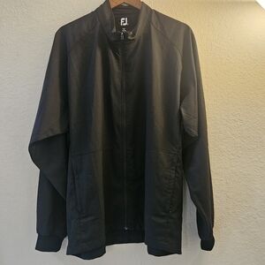 FootJoy Windbreaker Golf Jacket Mens Large Black Full Zip Minimalist Outdoor
